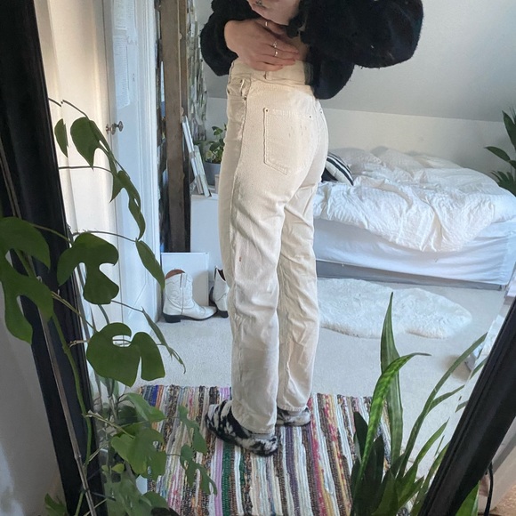 cream corduroy straight leg pants - Picture 2 of 2